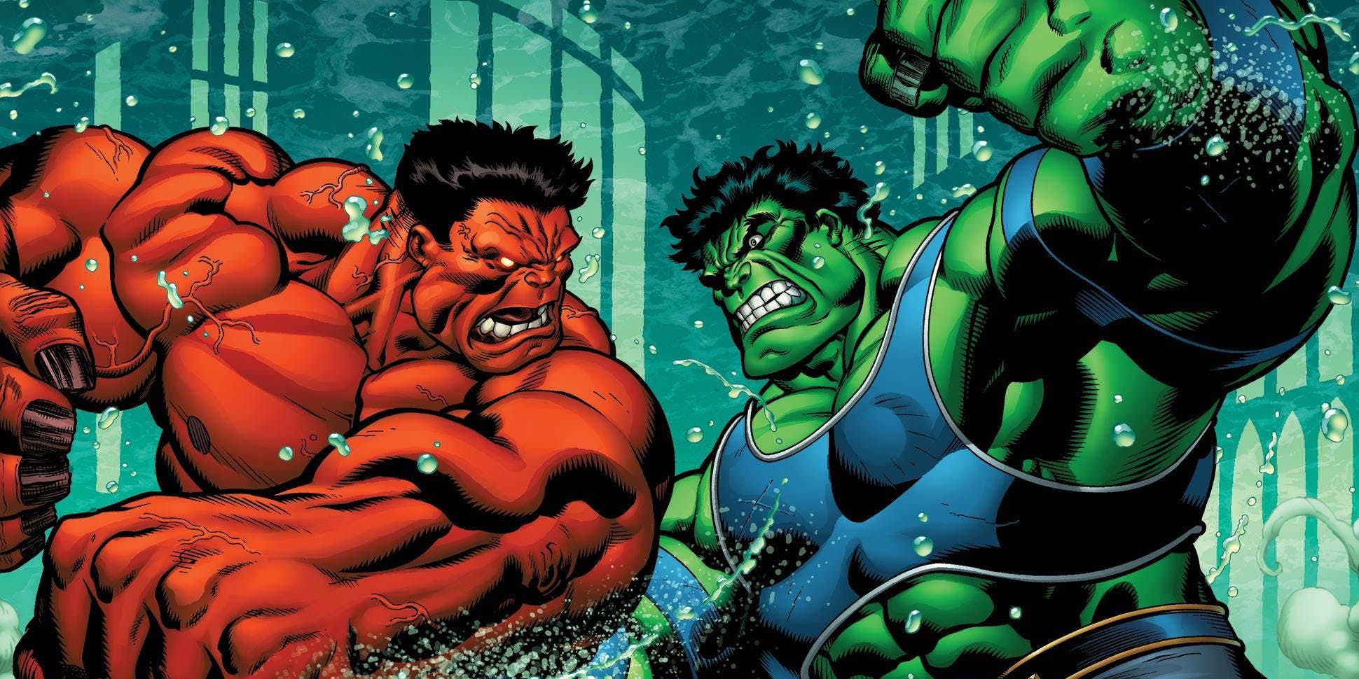 Marvel Comics' Red Hulk fighting the Hulk