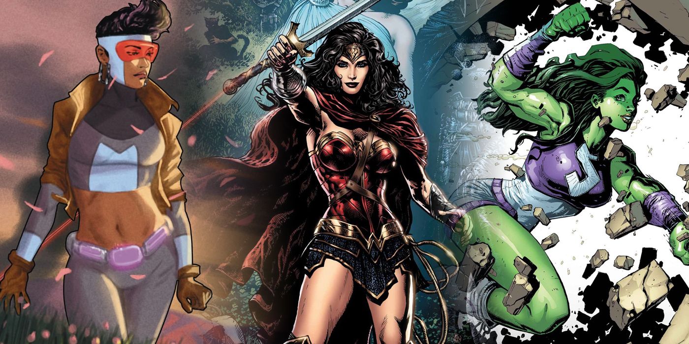Rocket, Wonder Woman and She-Hulk split image