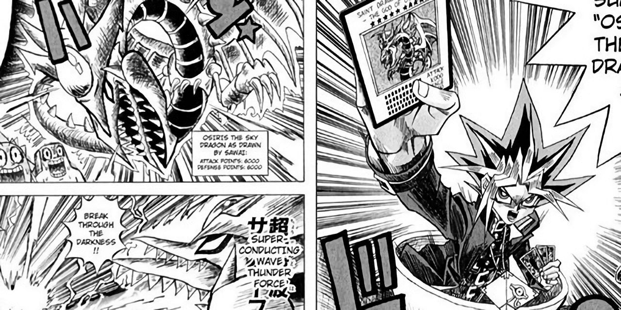 Yami Yugi, in panels from the Yu-Gi-Oh! manga