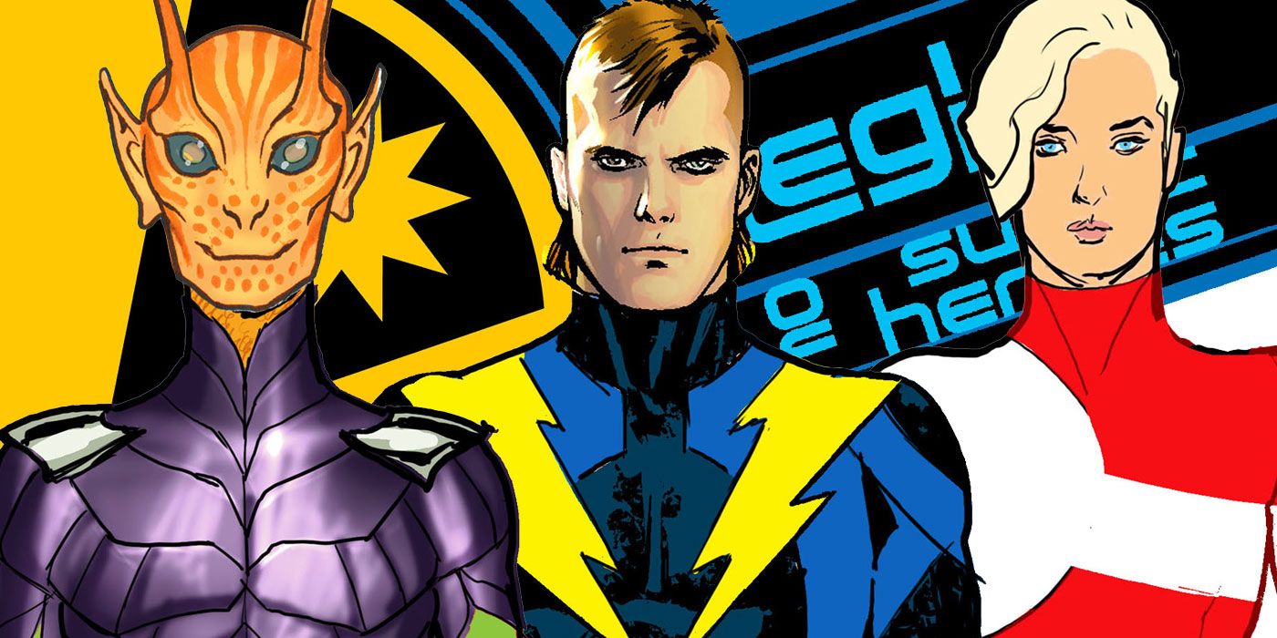 An image of various Legion of Super-Heroes members from DC Comics