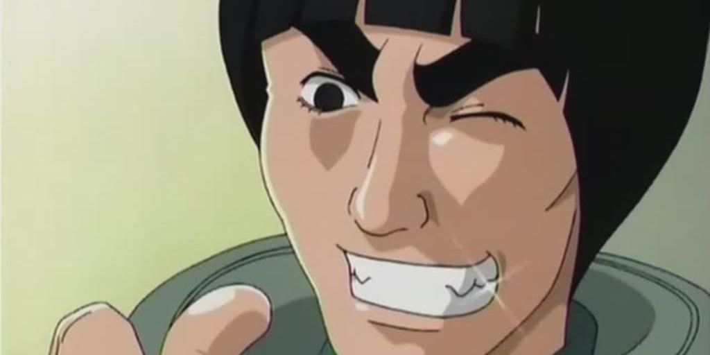 Might Guy smiling in Naruto.