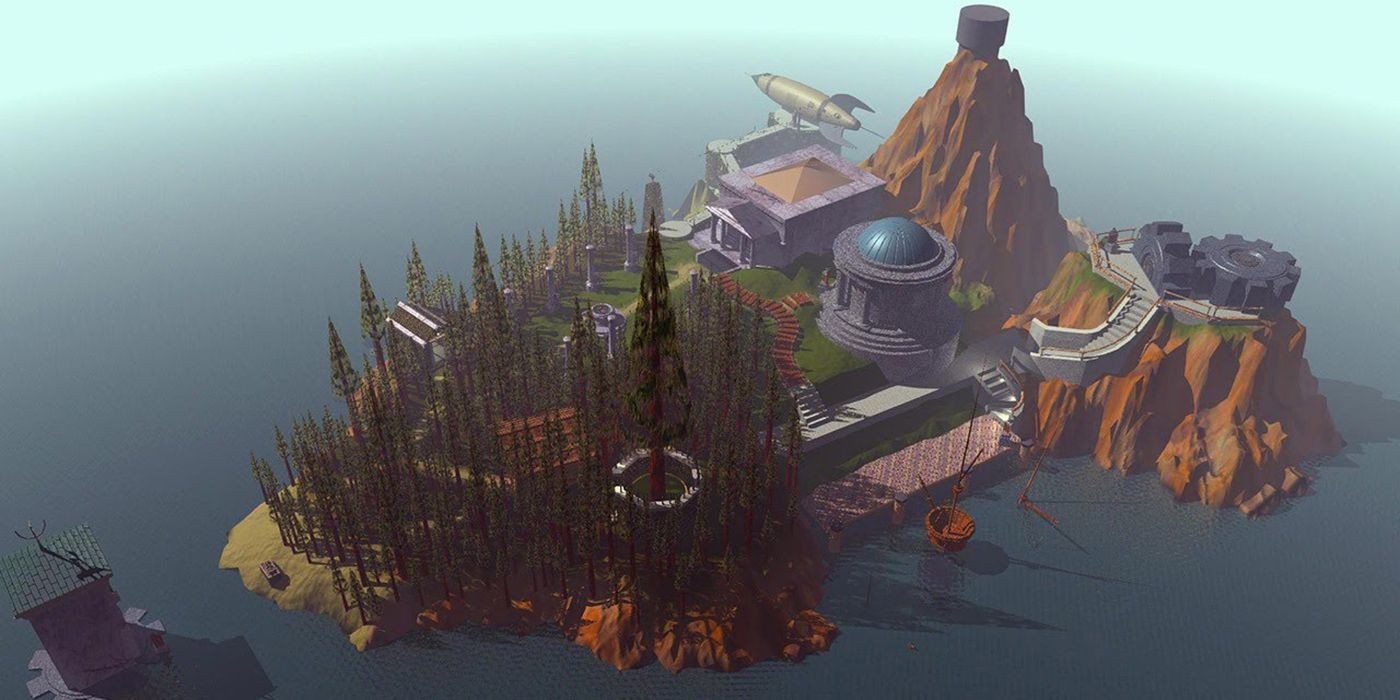 sky view of a gaming island