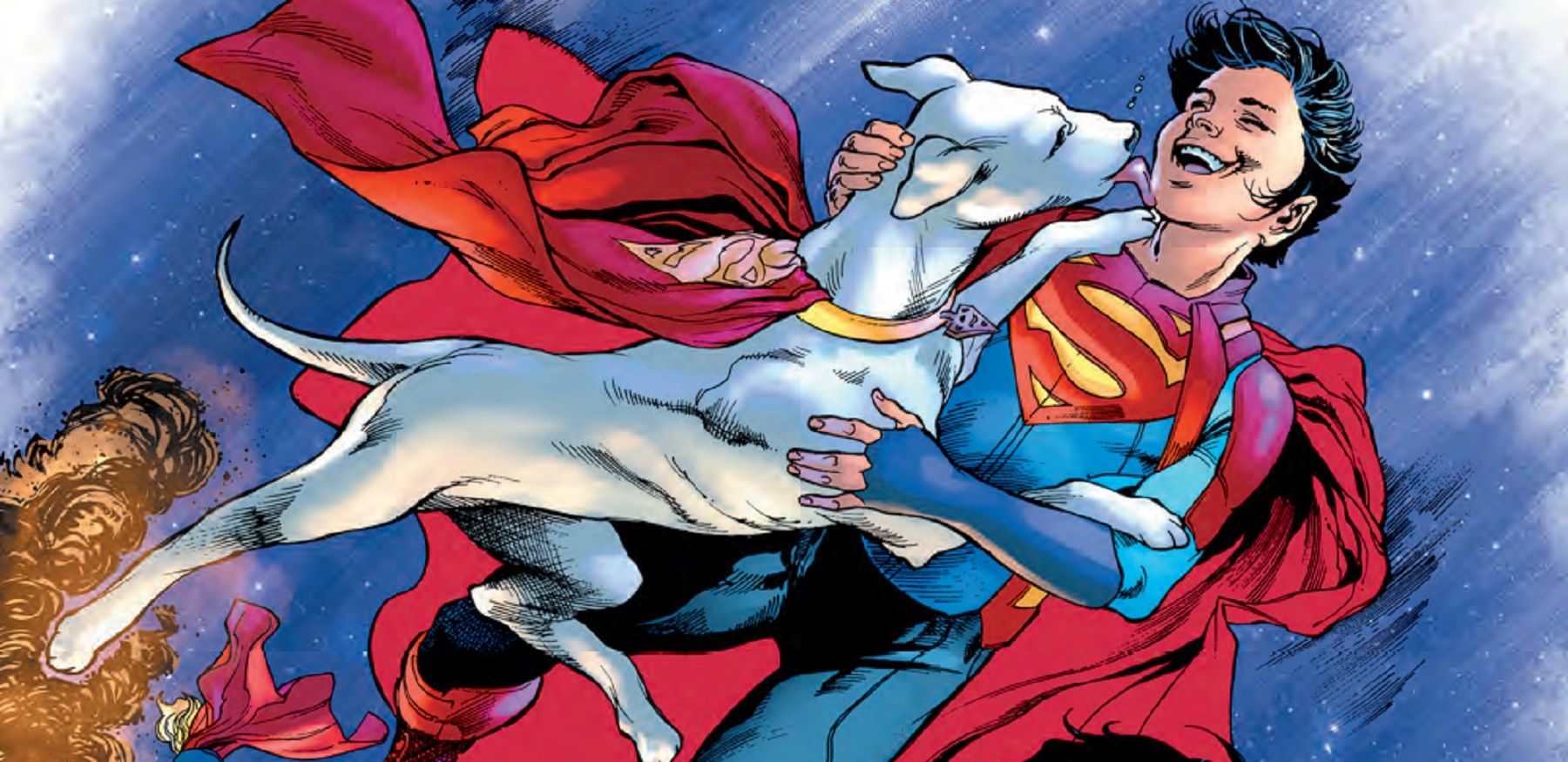 jon kent as superboy with krypto the super dog