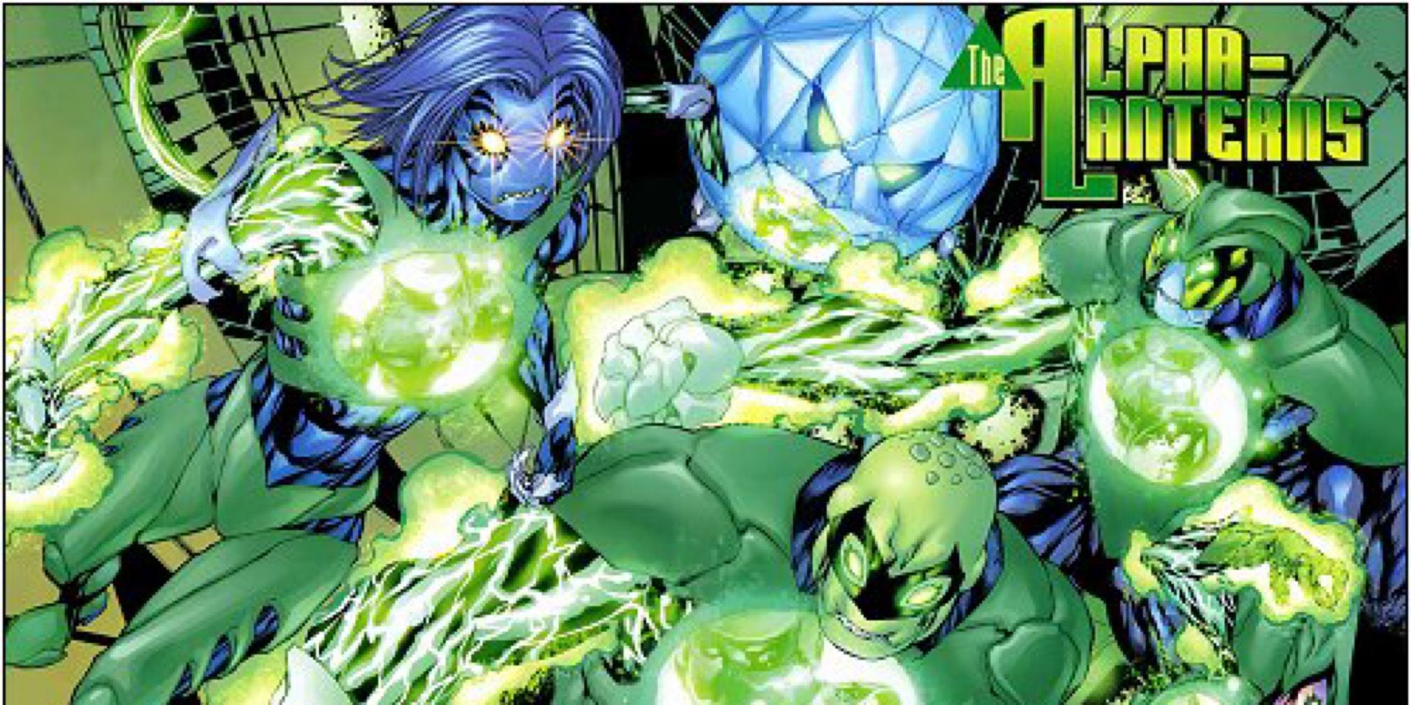 An image of the Ultraviolet Lantern Corps making their debut in DC Comics