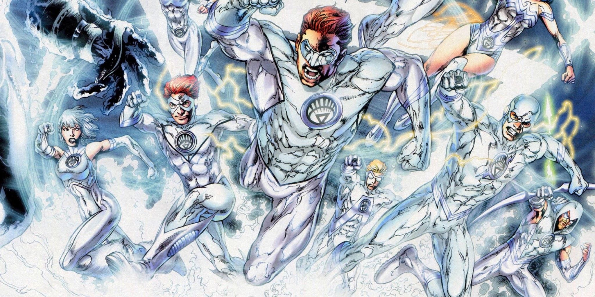 An image of Hal Jordan leading the White Lantern Corps into battle