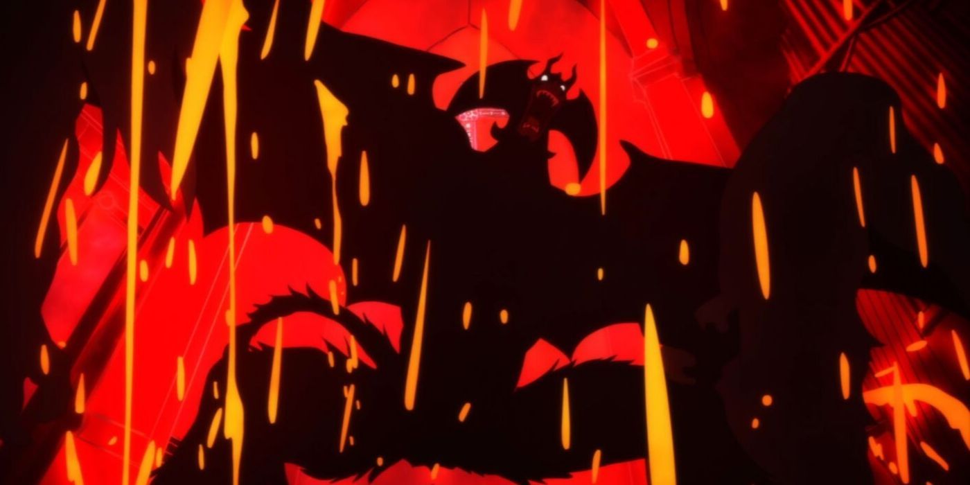 Blood rains down over Devilman in Devilman Crybaby.