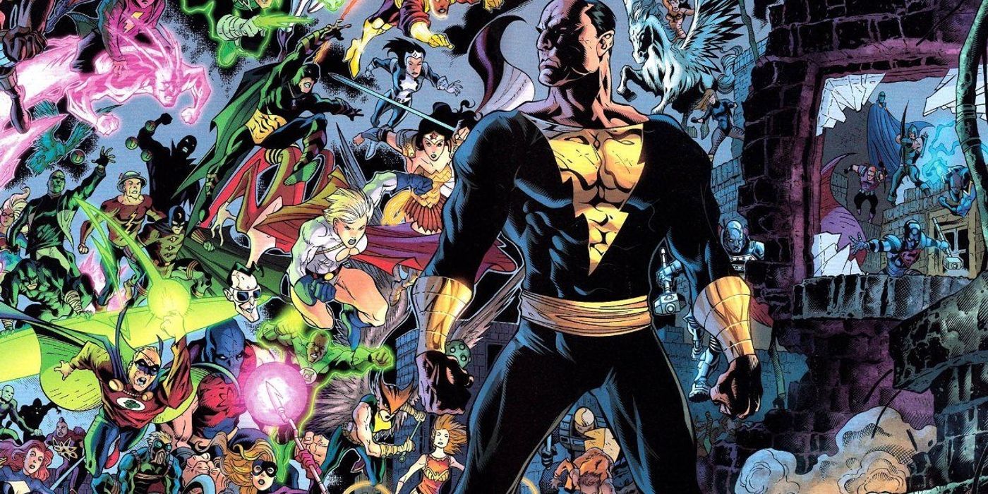 The Justice League and Justice Society attack Black Adam