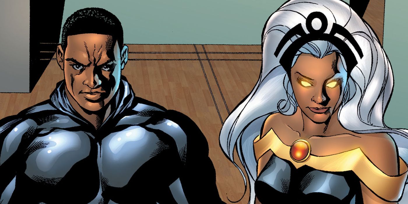 Black Panther and Storm stand together