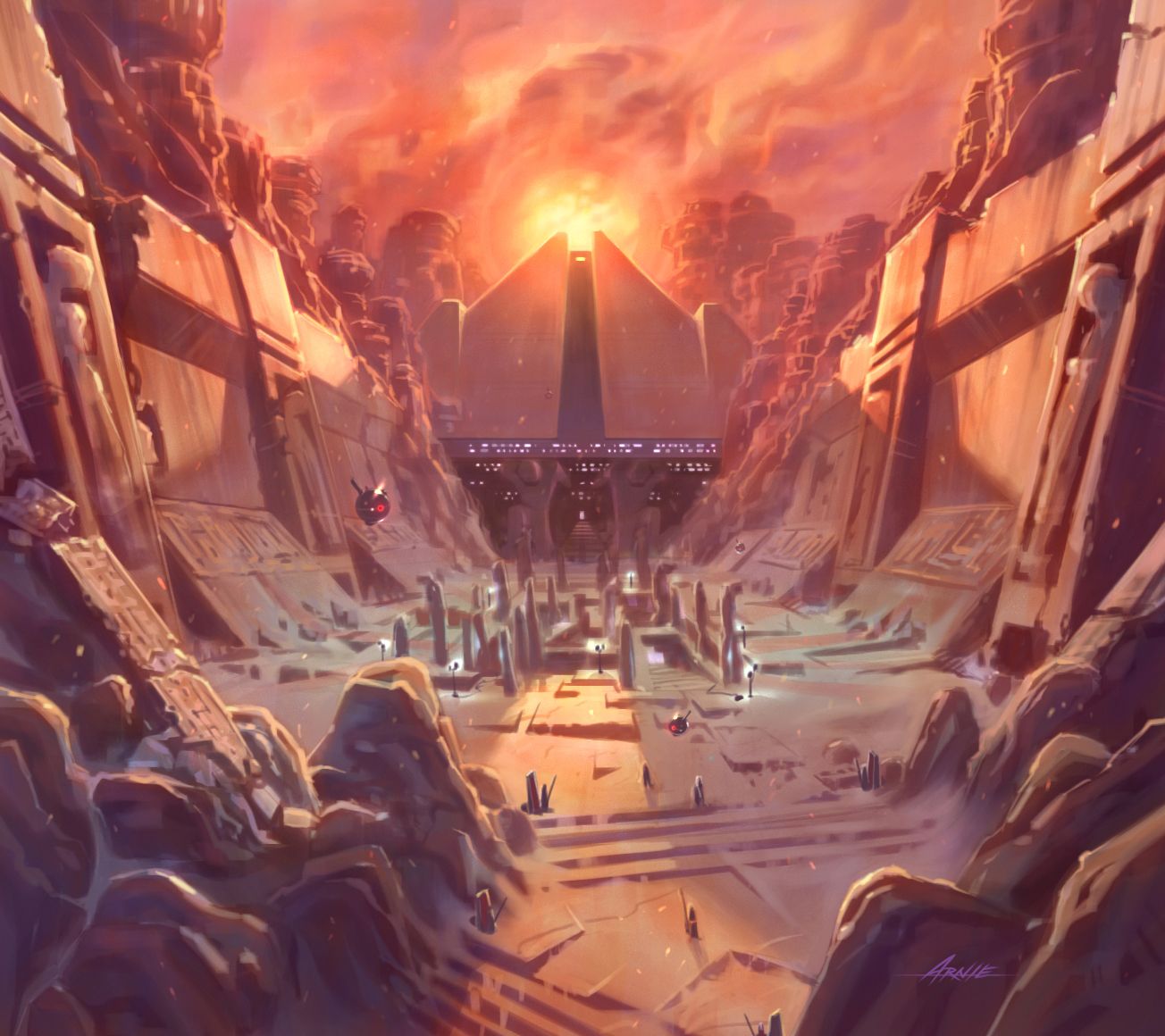 Concept art of the Sith Academy from Star Wars: The Old Republic