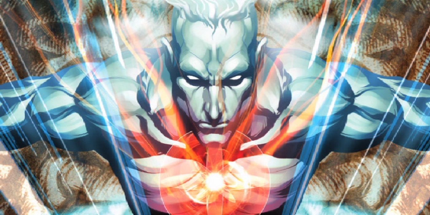 Captain Atom from DC Comics glowing with energy.