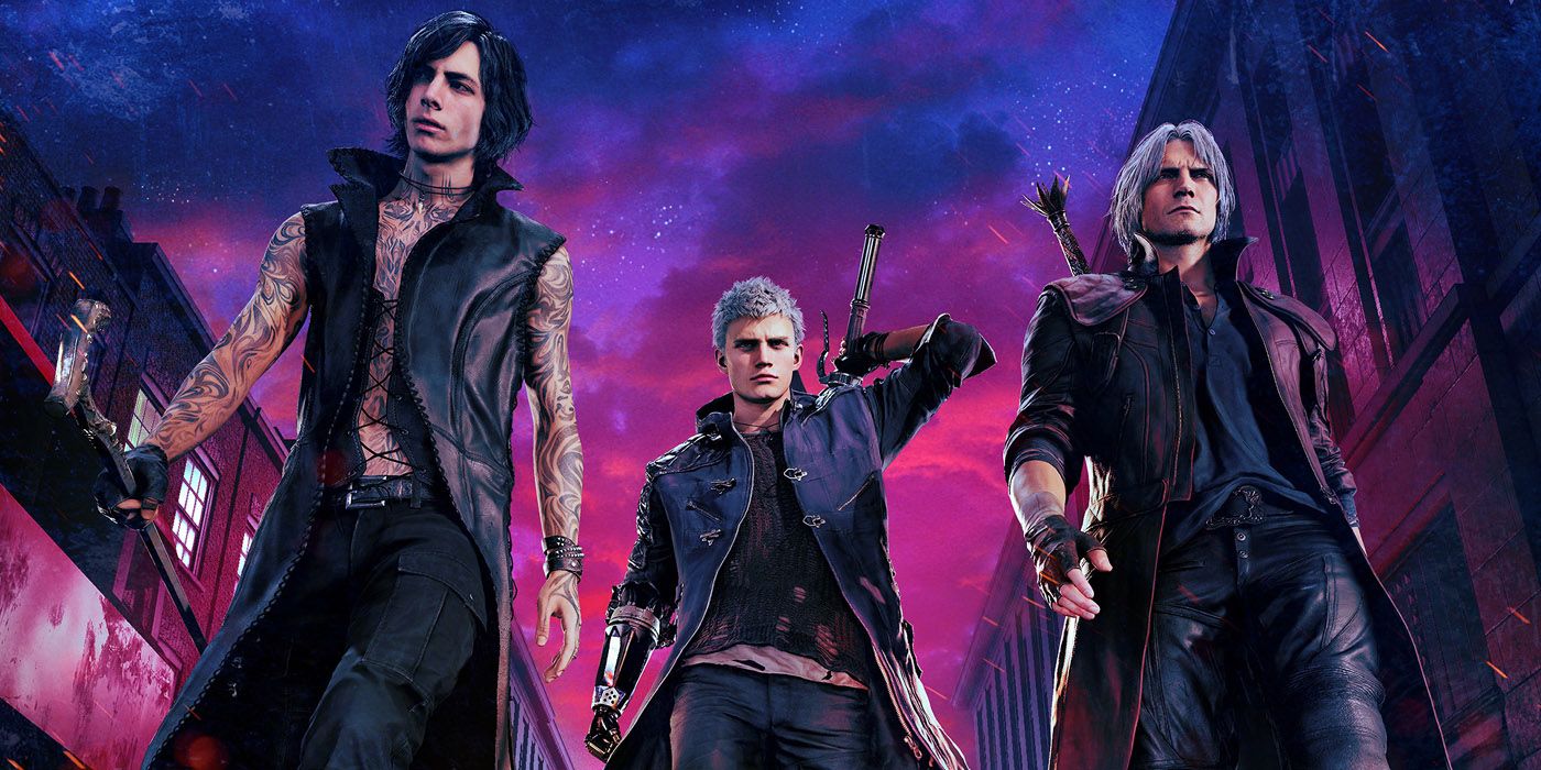 Dante, Vergil, y. Nero camina juntos en Devil May Cry 5