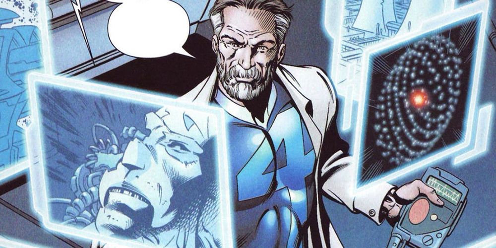The Fantastic Four's Reed Richards exacts his plan in his lab to solve all problems across every universe.