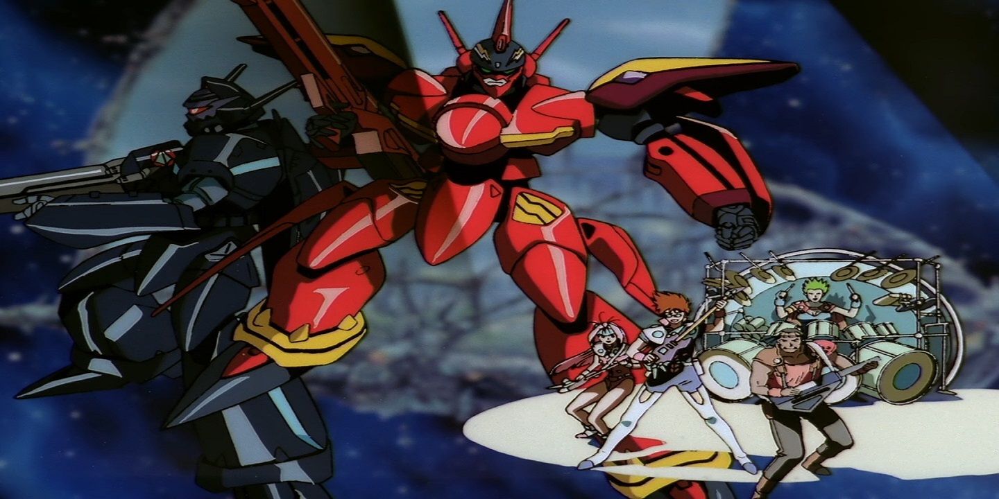 Fire Bomber performs a concert among mecha in Macross 7