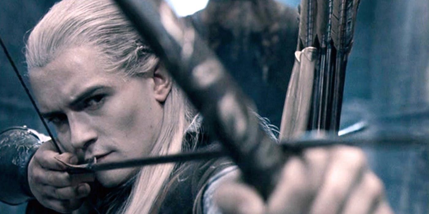 Orlando Bloom's Legolas eyes his target in The Lord of the Rings