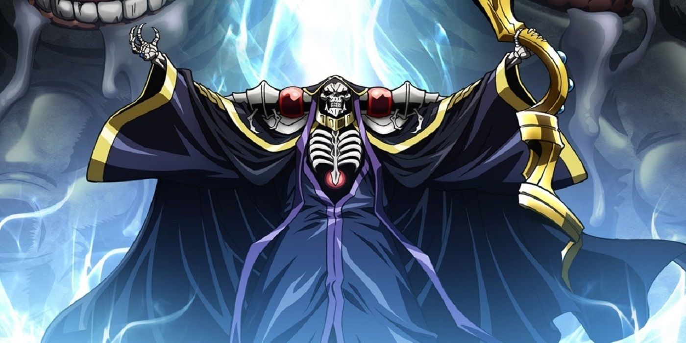 Ainz Ooal from Overlord, standing tall in triumph.