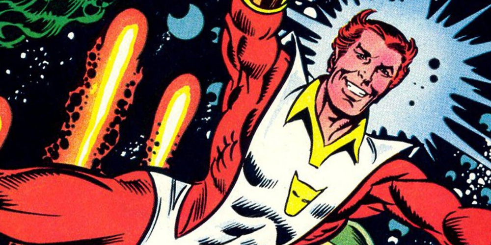 Starfox (Eros) flies through space in Marvel Comics