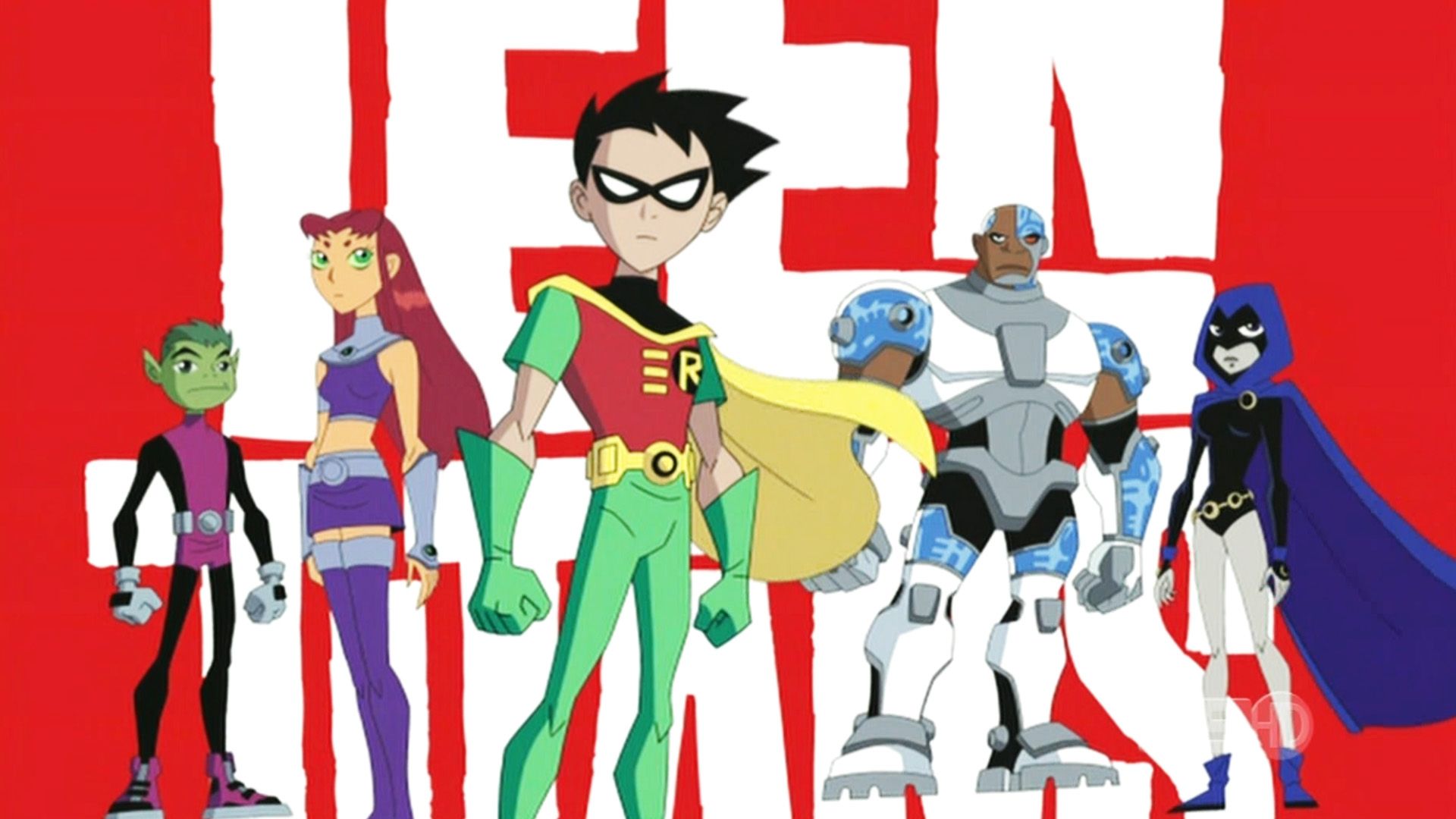 The Teen Titans in the 2003 animated series during the intro.