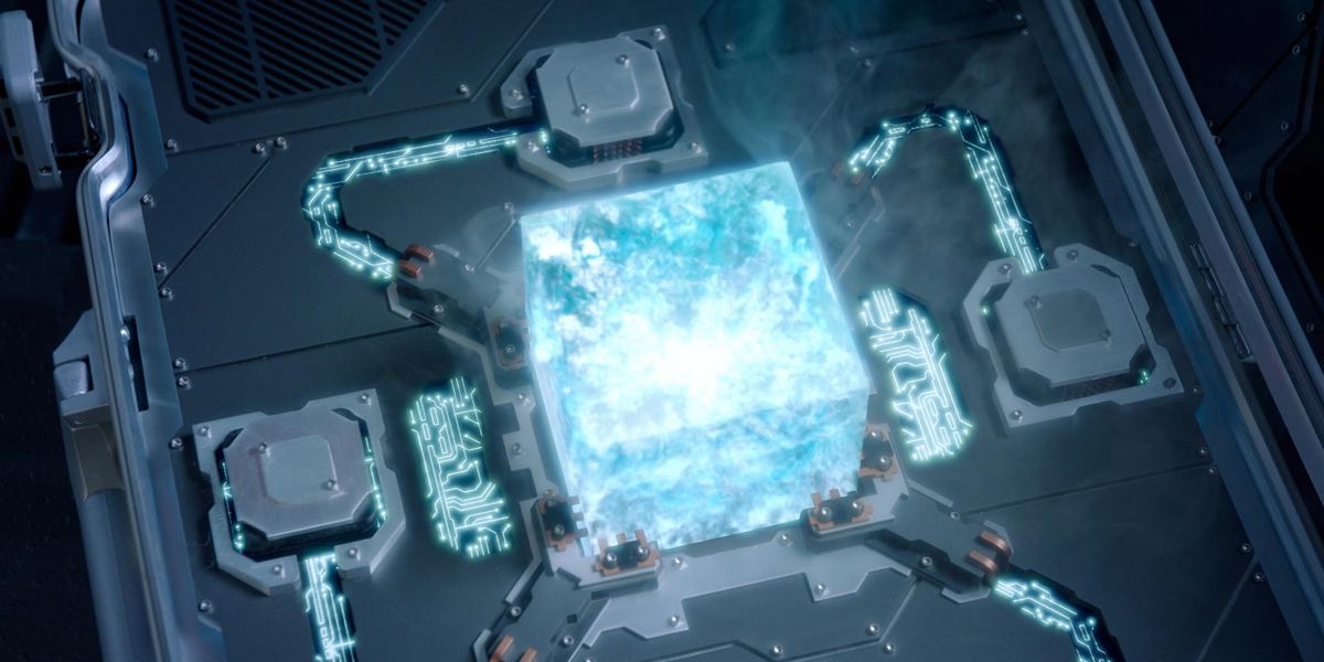 The Tesseract in it's case in the MCU