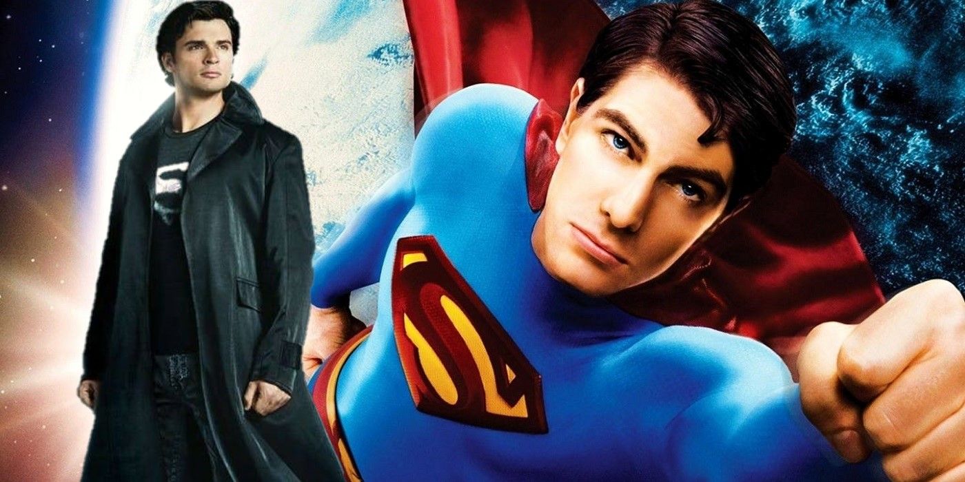Tom Welling and Brandon Routh as Superman