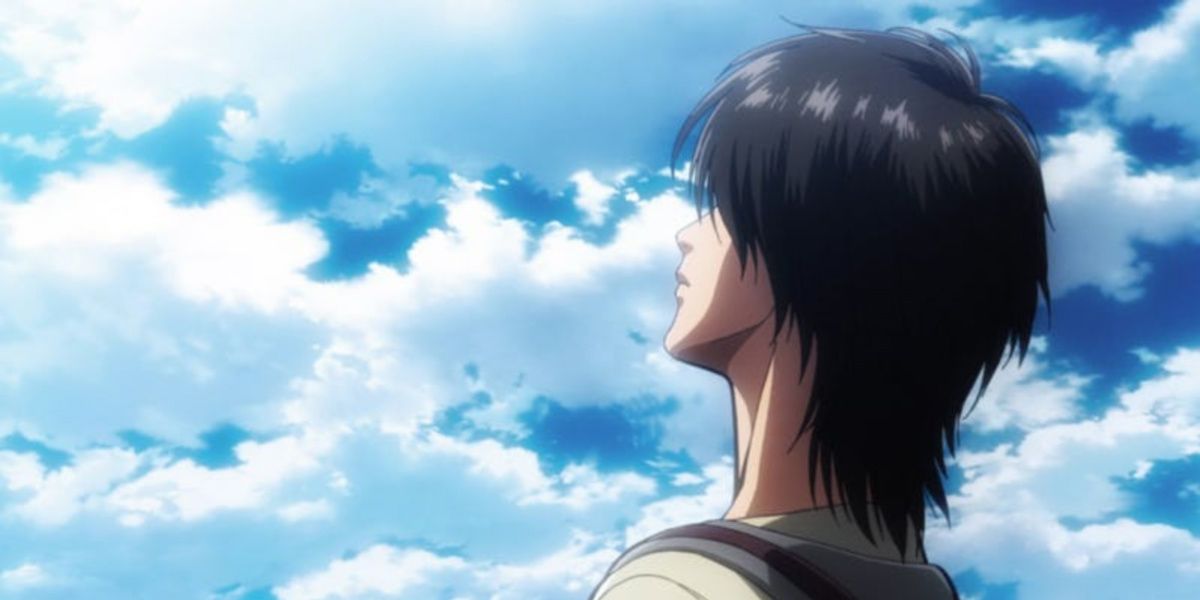 Eren Yeager looking to the sky at the end of AOT Season 3