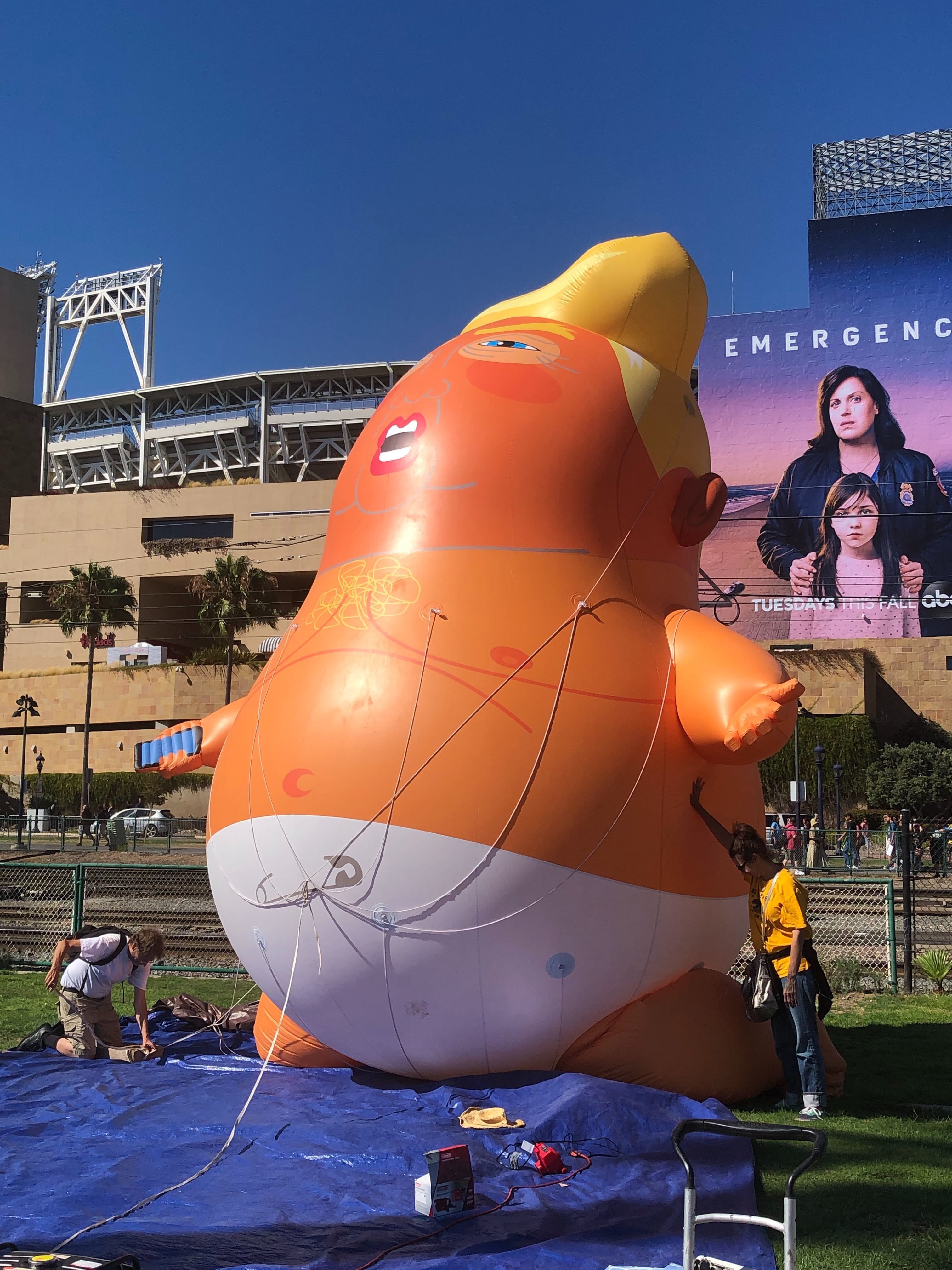 EXCLUSIVE: Inflatable Baby Trump Balloon Takes Flight at SDCC