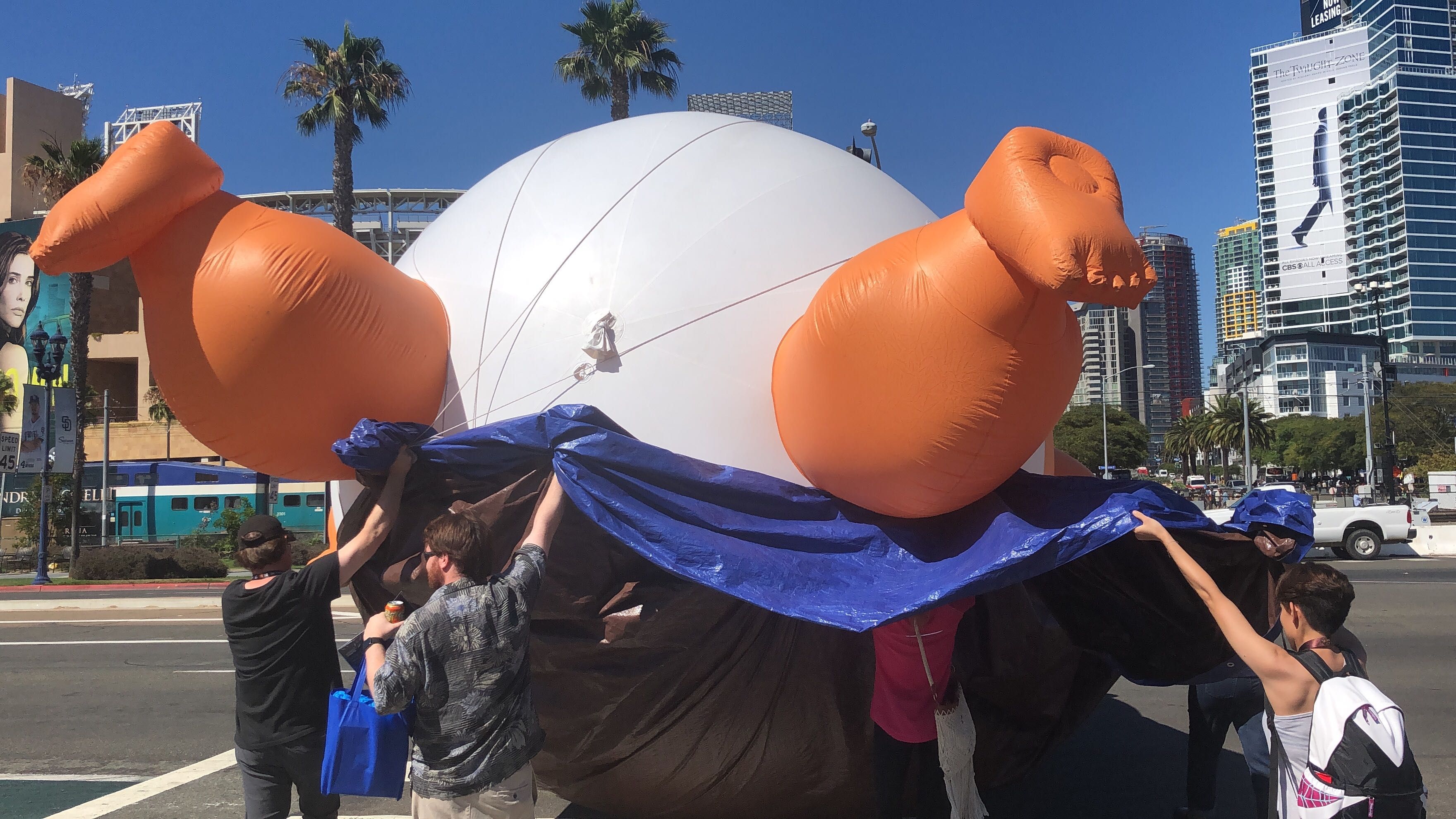 EXCLUSIVE: Inflatable Baby Trump Balloon Takes Flight at SDCC