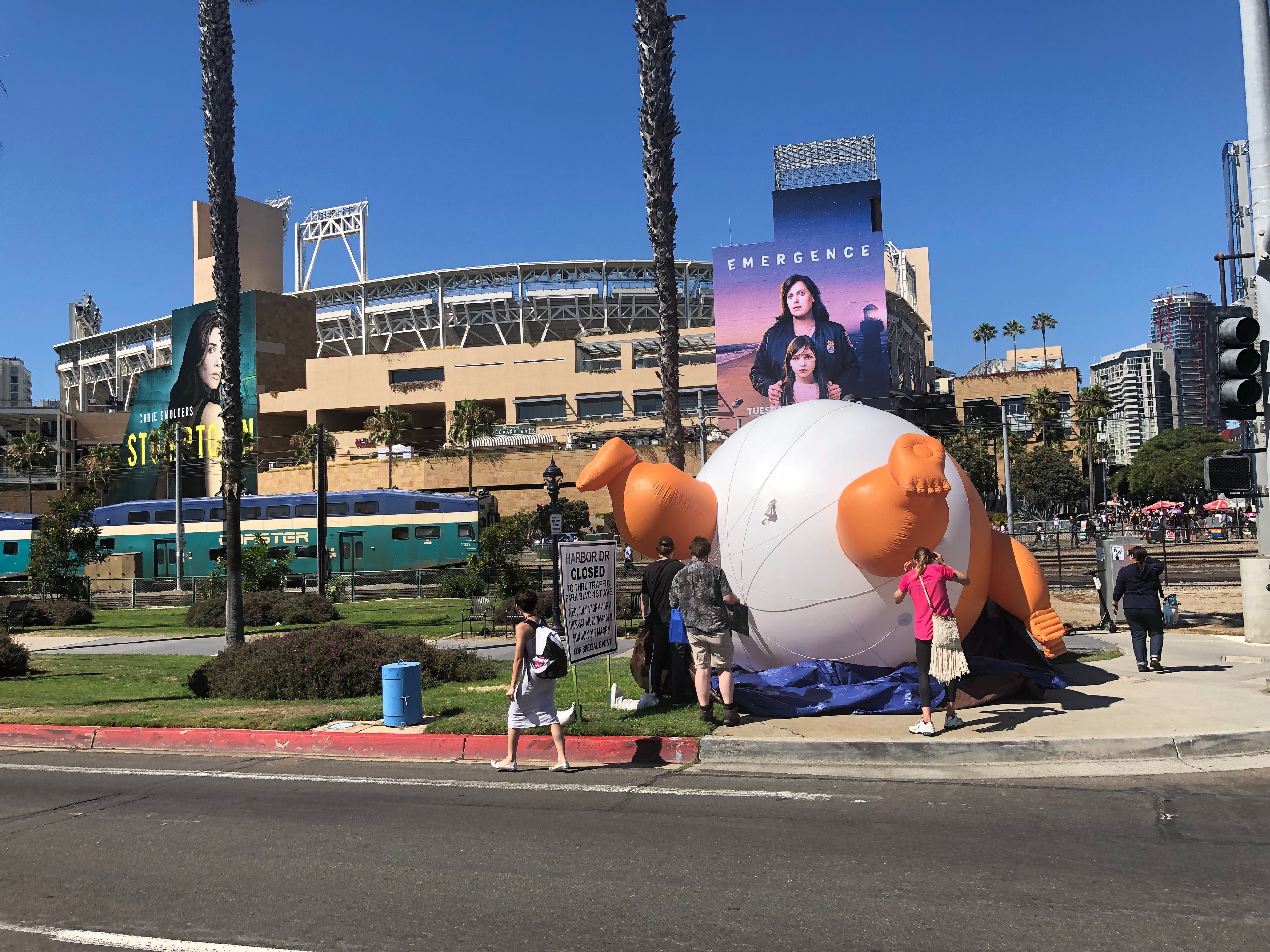 EXCLUSIVE: Inflatable Baby Trump Balloon Takes Flight at SDCC