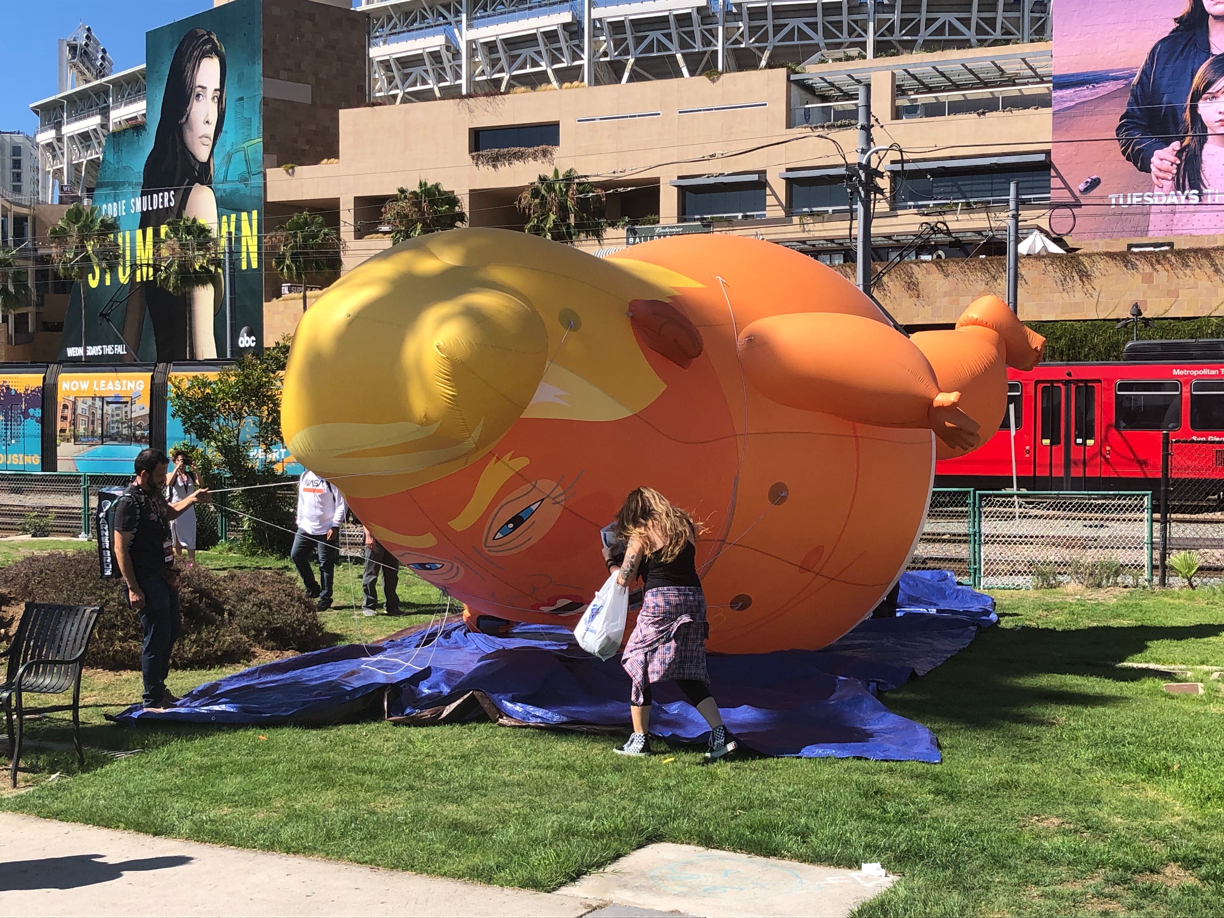 EXCLUSIVE: Inflatable Baby Trump Balloon Takes Flight at SDCC