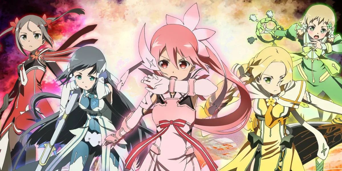 Yuki Yuna is a Hero main cast in fighting positions.
