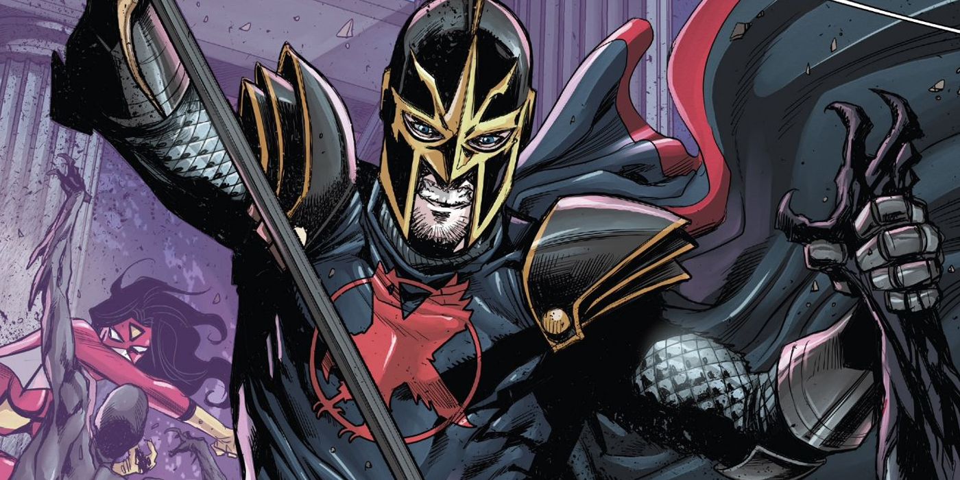 The Black Knight, Dane Whitman fighting off symbiotes in Marvel Comics