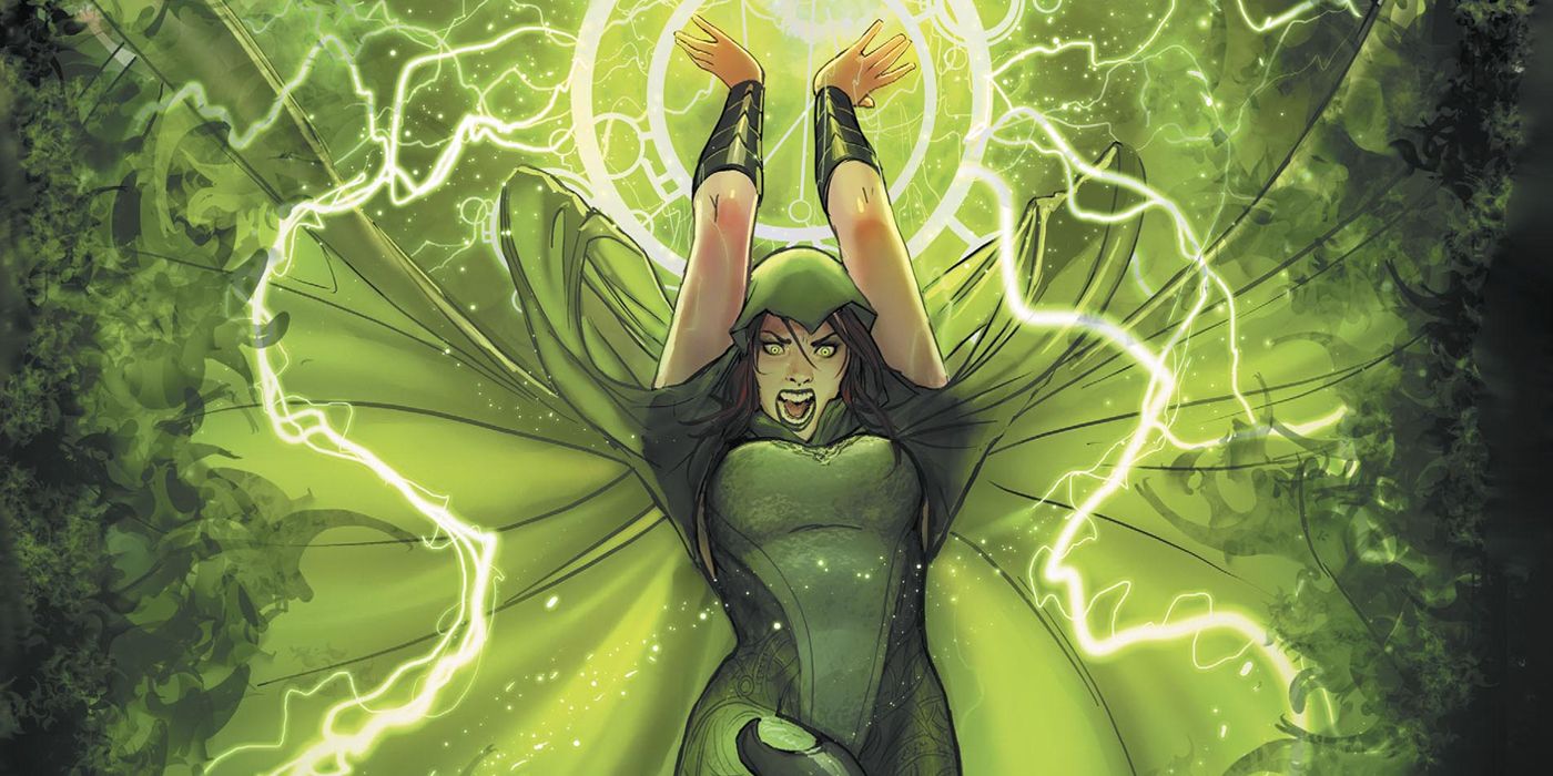 Enchantress from DC Comics using her magical abilities