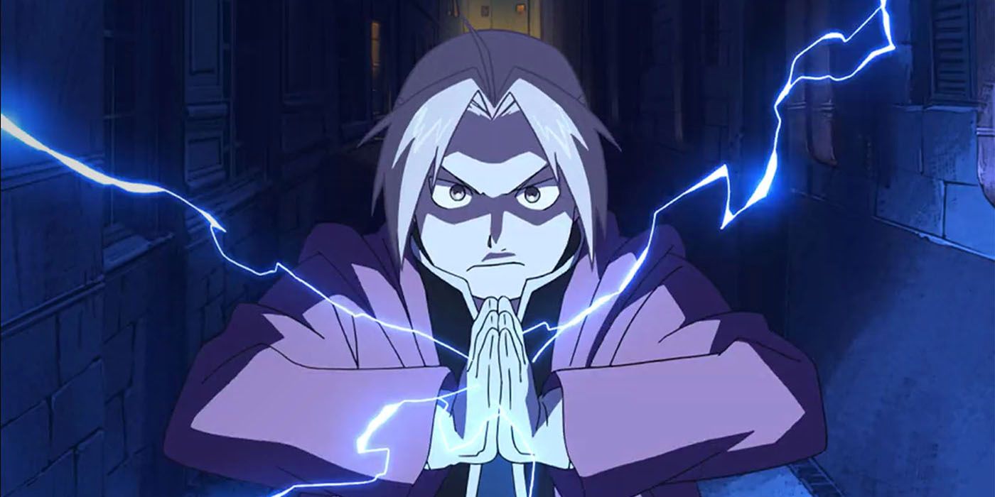 Edward Elric performing Alchemy in Fullmetal Alchemist.