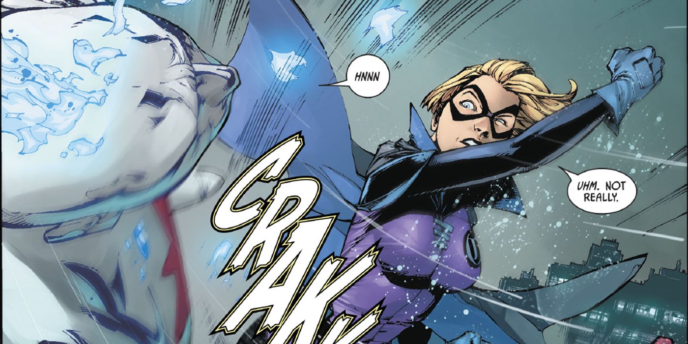 Gotham Girl punches Captain Atom in Batman comics