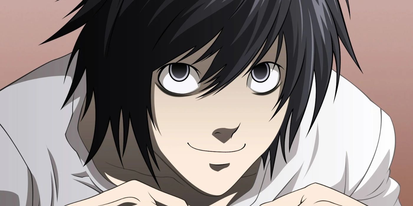 L Lawliet is grinning in death note