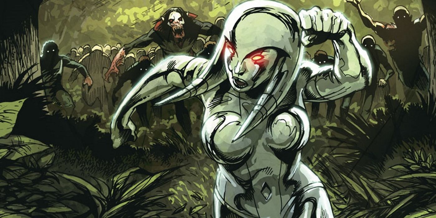 Jocasta running through a forest in Marvel Zombies