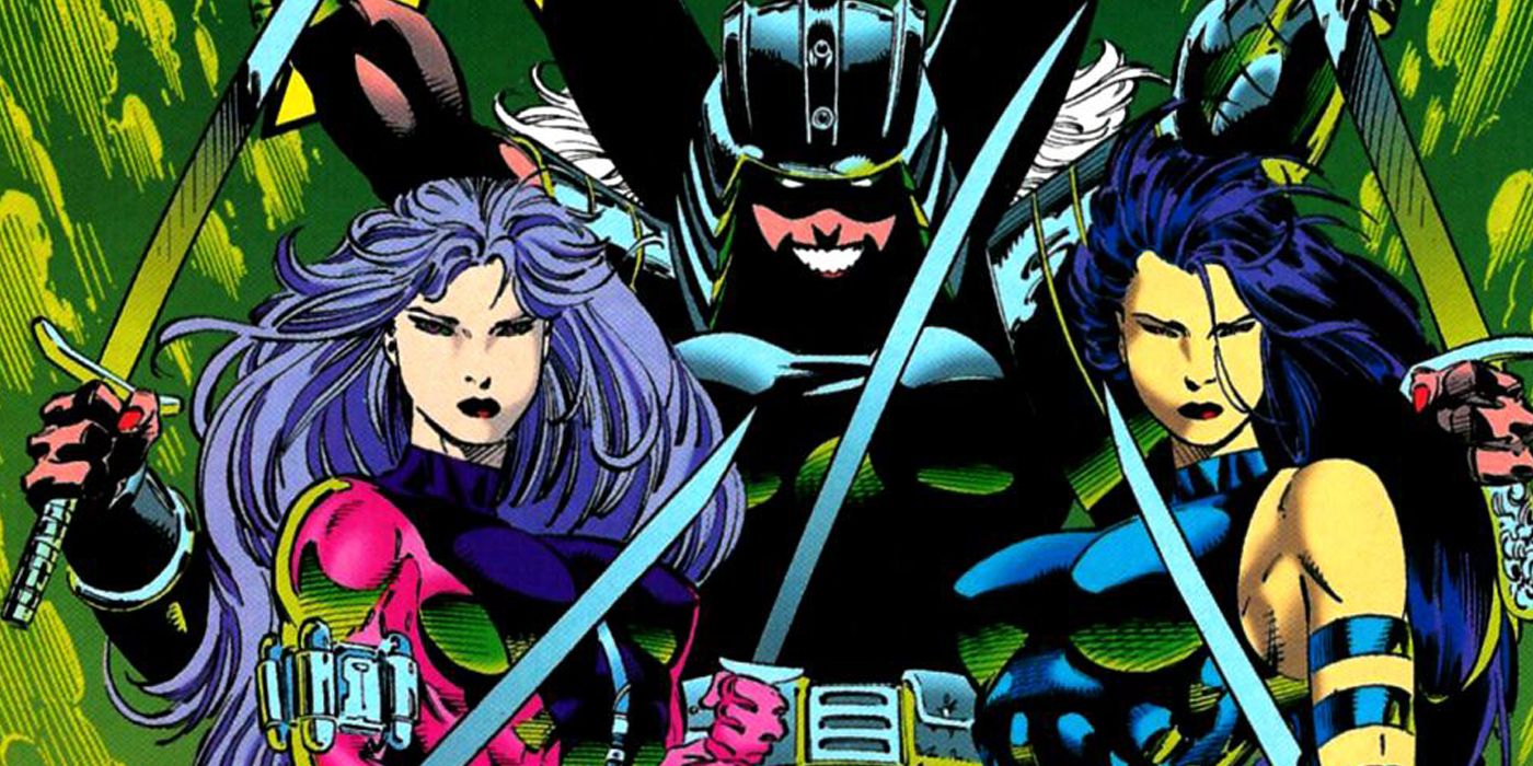 Spiral standing behind Psylocke and Revanche in the '90s X-Men comics