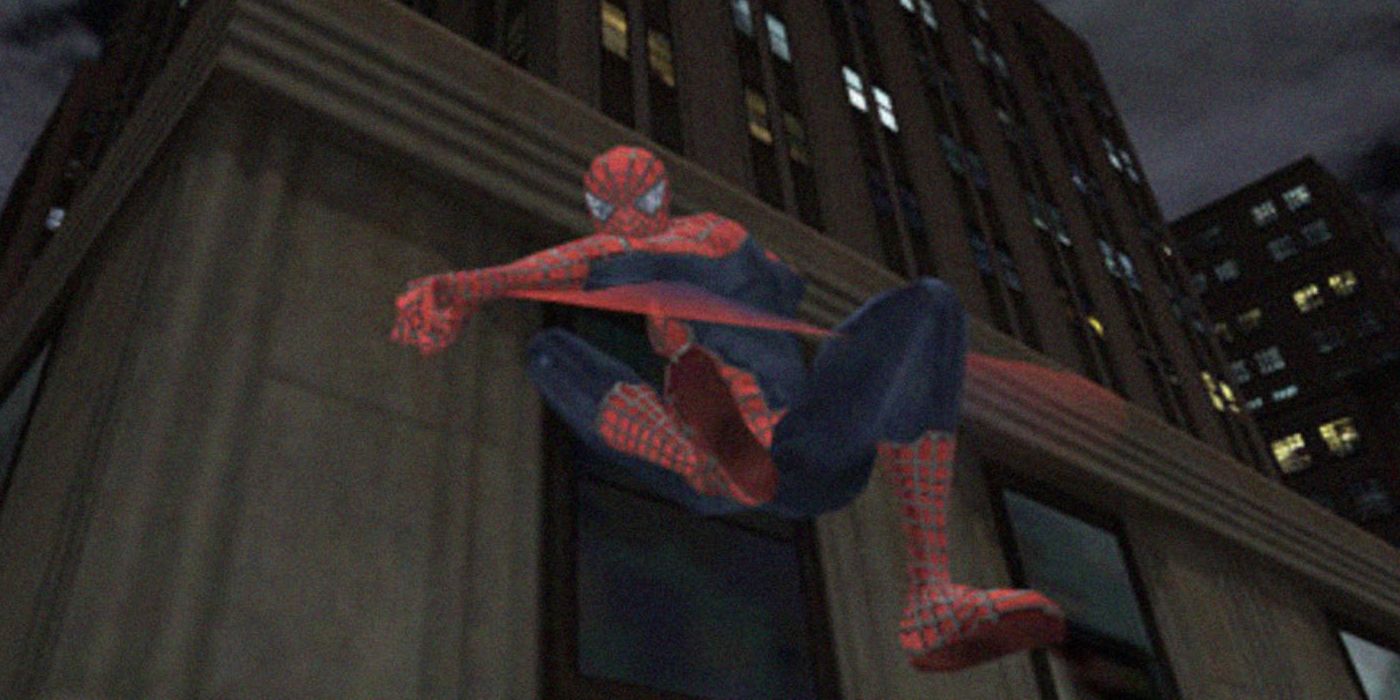 Spider-Man 2 swinging in the game