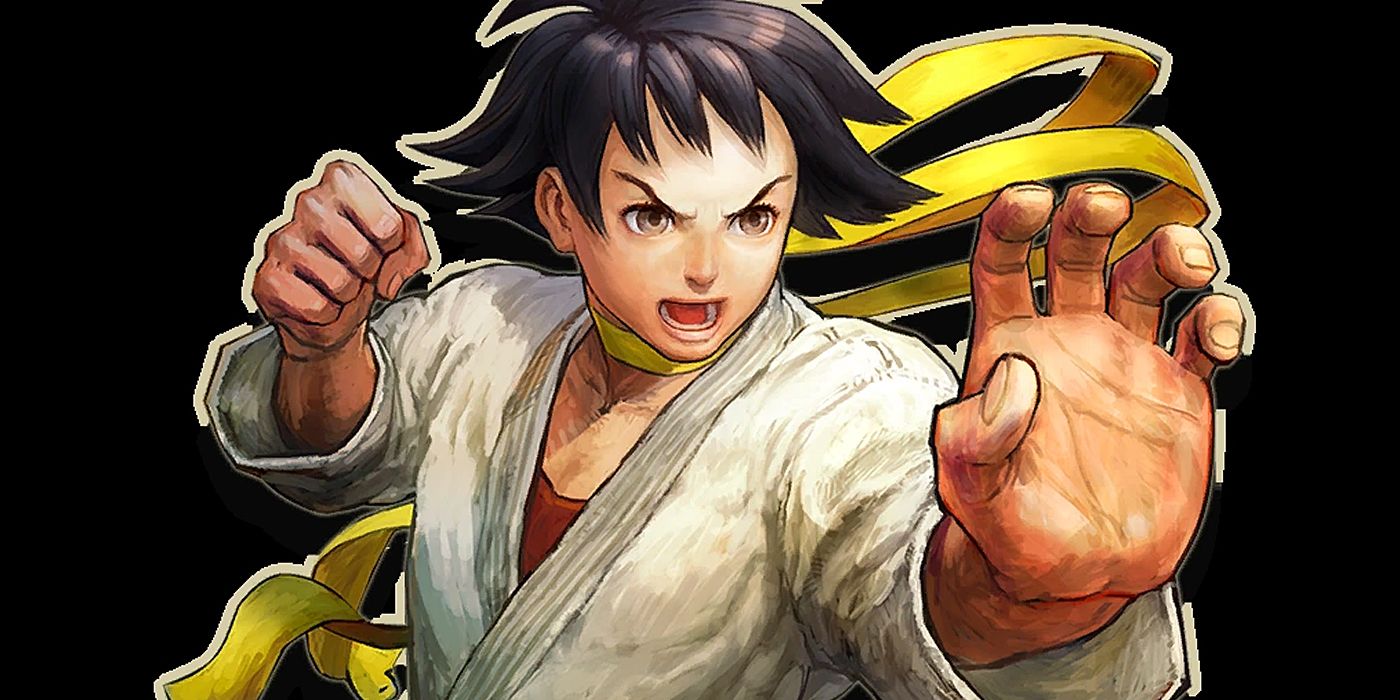 Makoto from Street Fighter wearing a yellow scarf