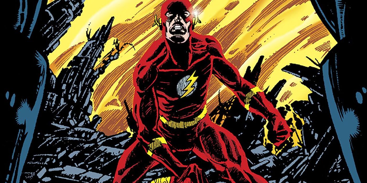 The Flash standing before the Anti-Monitor in Crisis on Infinite Earths