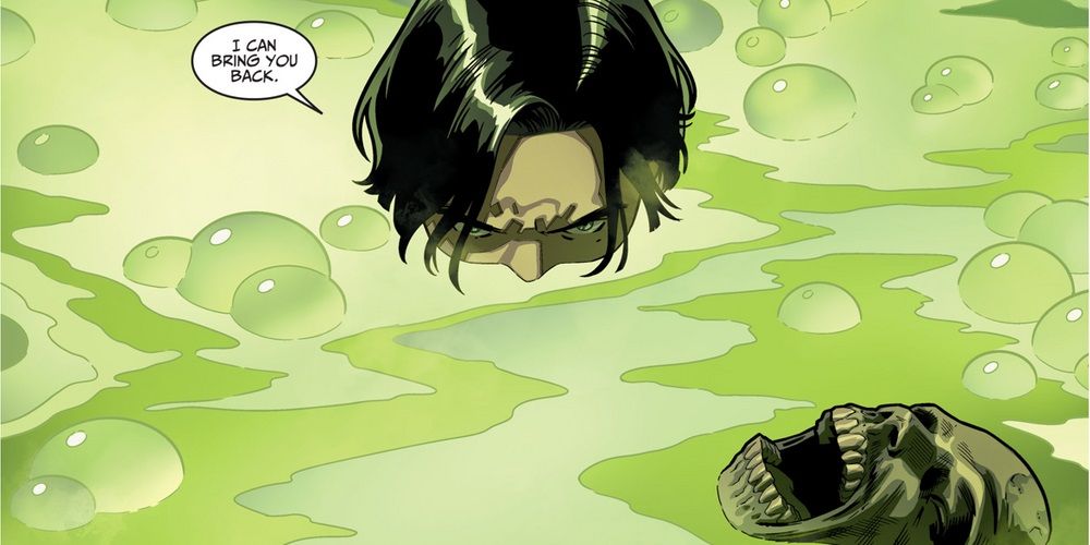 Damian Wayne sinking into the Lazarus Pit