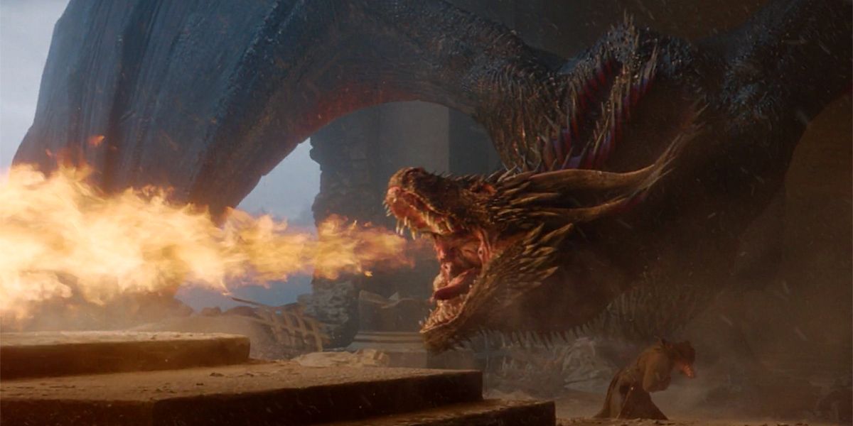 Drogon melts the Iron Throne