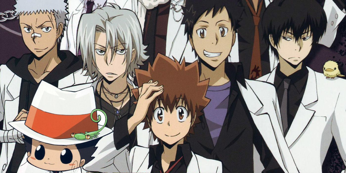 The cast of Hitman Reborn posing together.