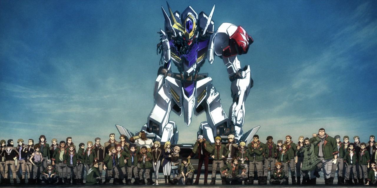Everyone lined up in Mobile Suit Gundam: Iron Blooded Orphans.