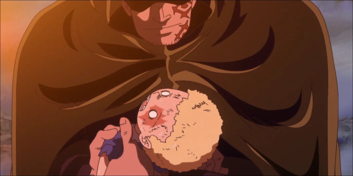 Dragon Sabo carries young Monkey D. Luffy in the One Piece anime