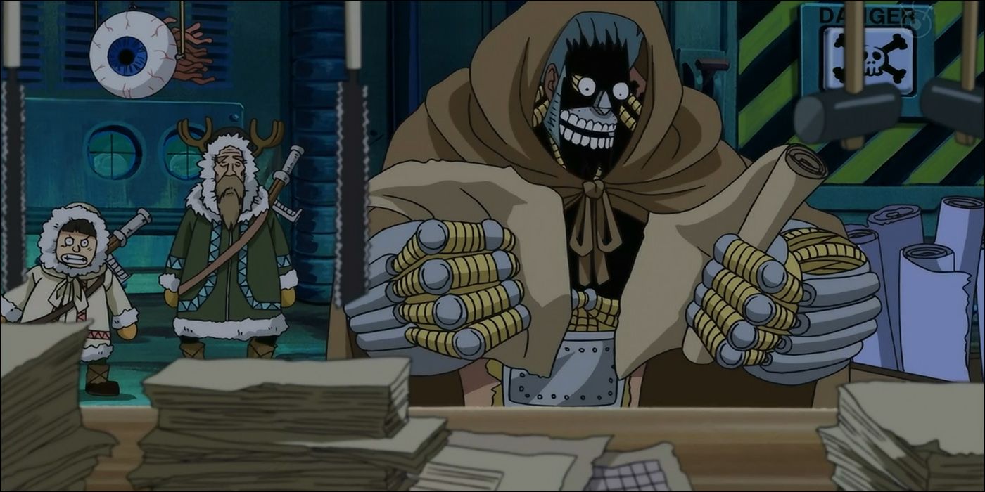 Franky upgrading his body in Dr. Vegapunk's lab during the One Piece timeskip