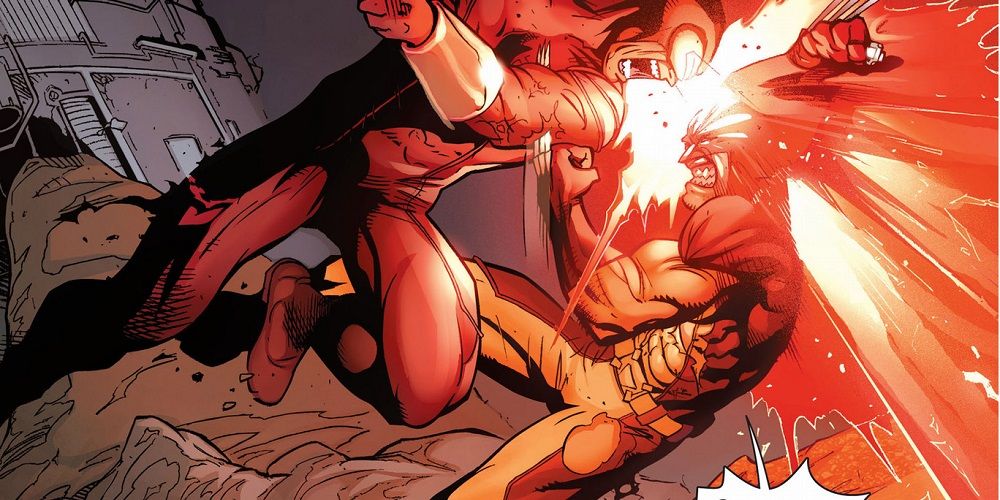 Cyclops and Wolverine engage in brutal combat against each other