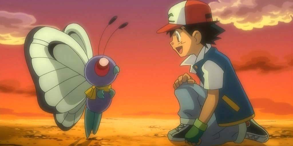 Ash says goodbye to his Butterfree in Pokemon