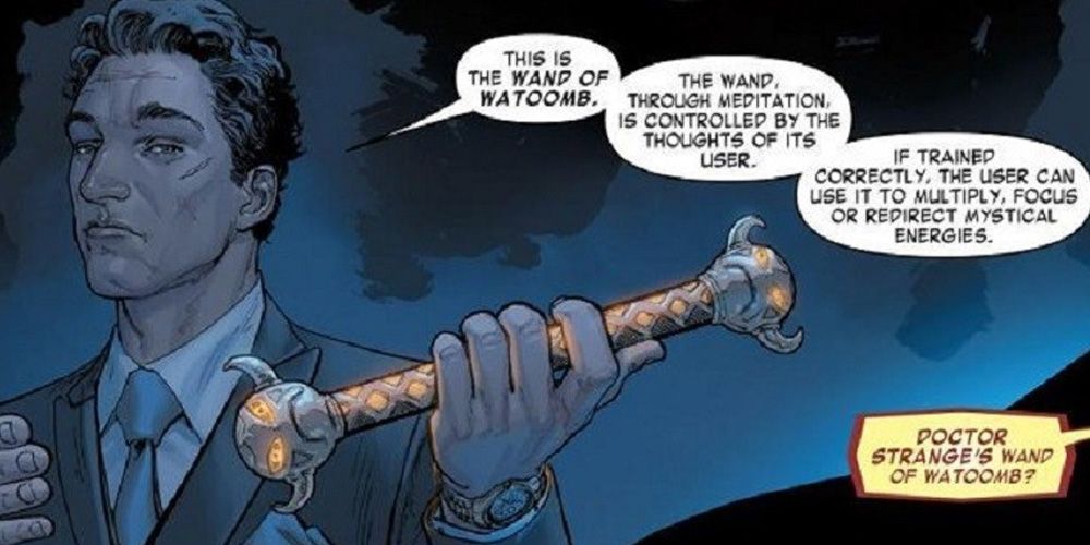 Mr. Gryphon holding the Wand of Watoomb from Marvel Comics