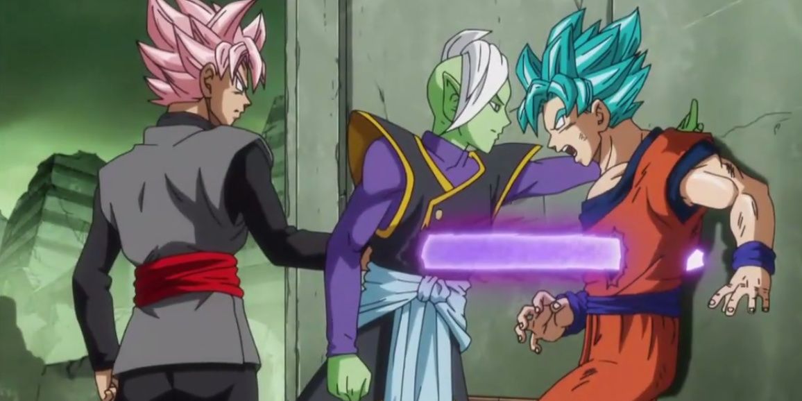 Goku Black Stabs Goku and Zamasu