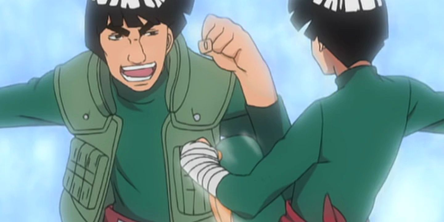 Rock Lee and Might Guy in a flashback in Naruto episode 196